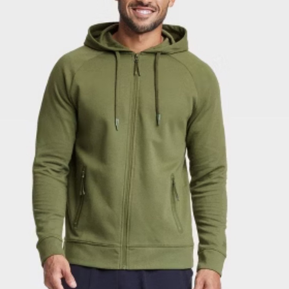 All in Motion Full‎ Zip Hoodie Jacket W/Pockets Activewear Gracious Green Small